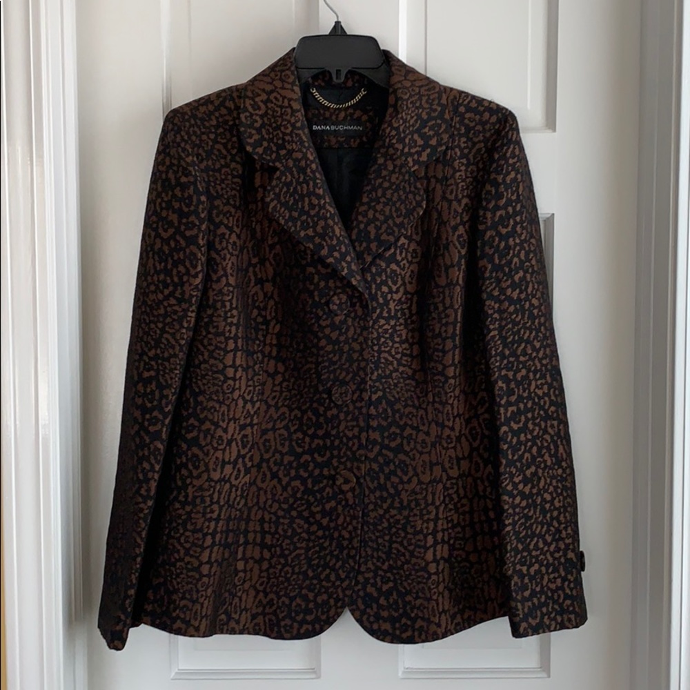 Dana Buchman Size 12 Leopard Print Blazer